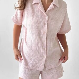 Light pink, 100% cotton muslin lounge set